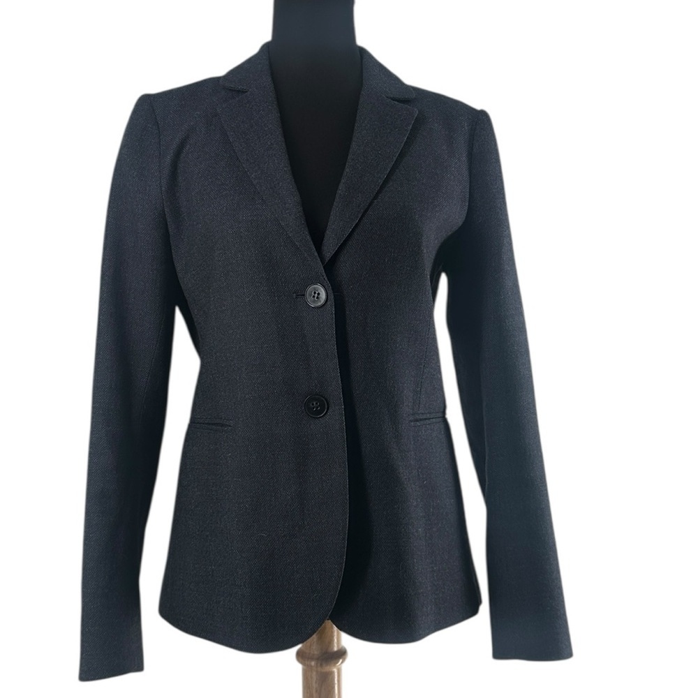 Theory Zaylin Fern Blazer Woven Wool Charcoal Career Size 8